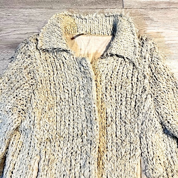 FREE PEOPLE • Knitted Button-Up Sweater Coat • Size XS • Beige Tan Brown Black - Picture 9 of 15